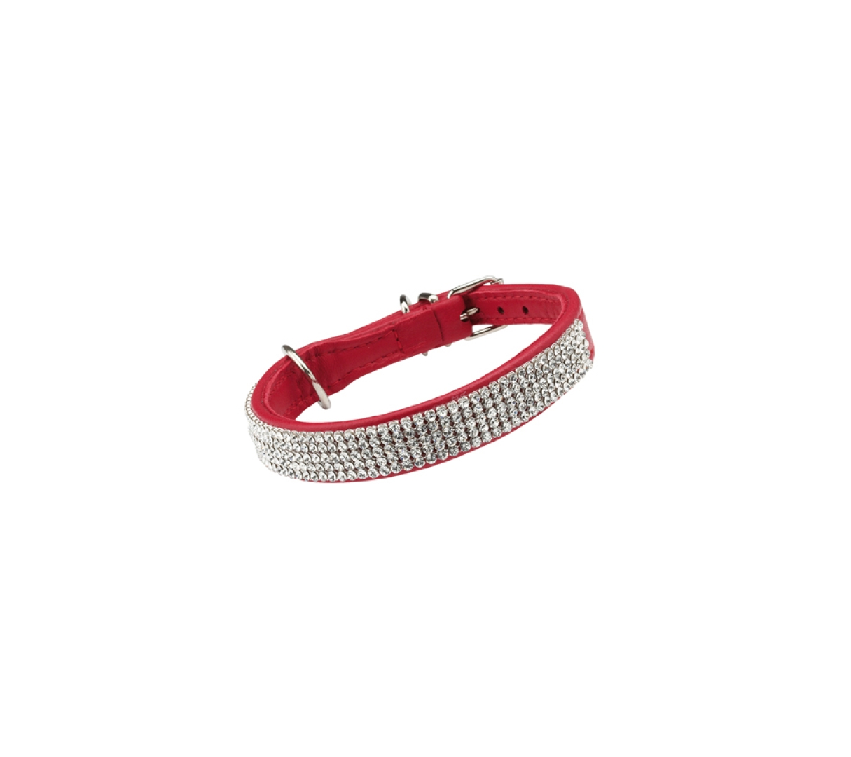 Colección CRYSTAL PRINCESSE  Magnífico collar de cuero de cordero  ​ADORNADO DE Elementos SWAROVSKI . 3 o 5 filas según la talla. 