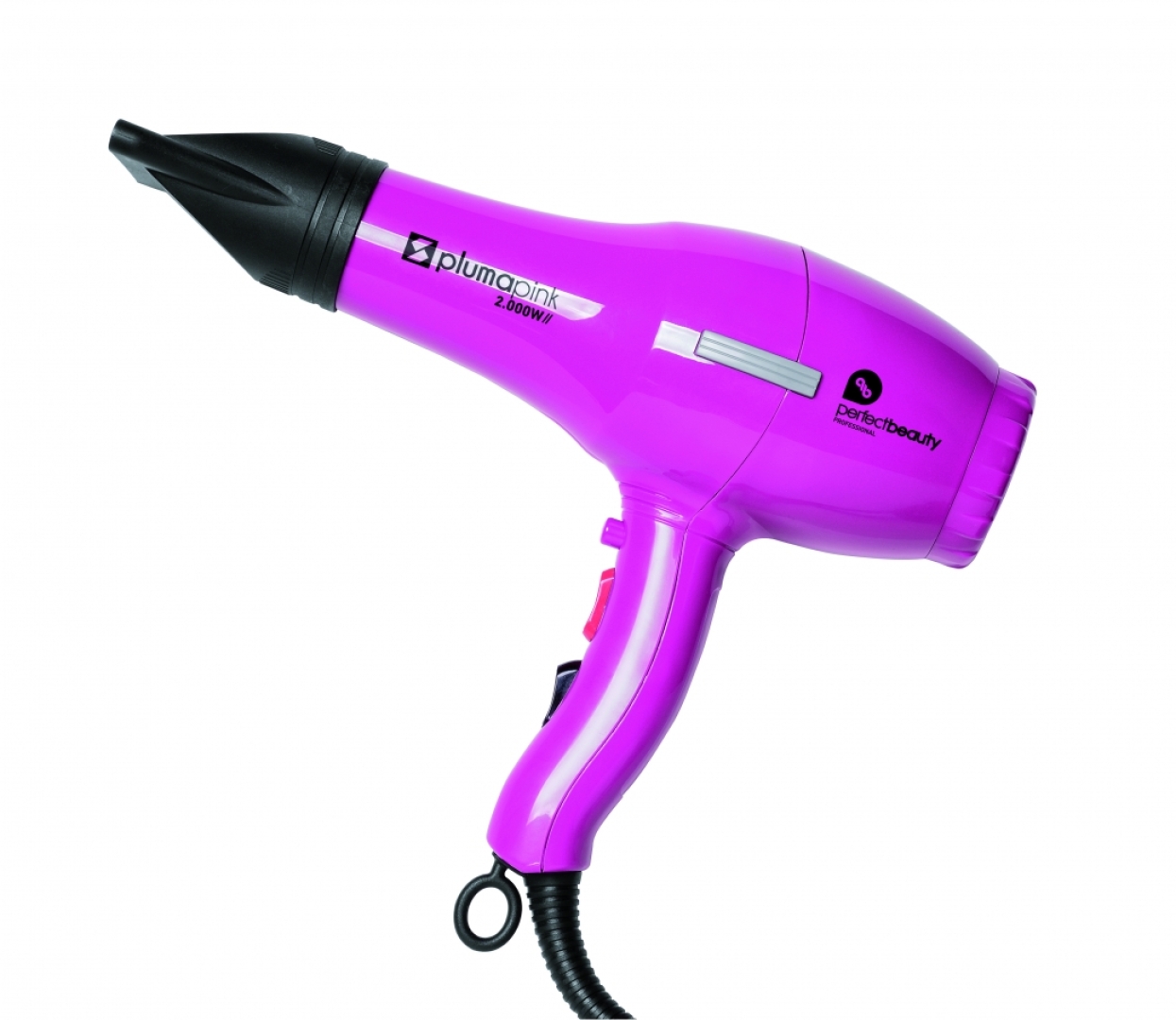 SECADOR PLUMA ROSA Secador ligero, rápido y eficiente. Material fabricado de polipropileno, de alta densidad, ultraligero. Pesa 310g. (sin cable) 2 velocidades, 4 temperaturas. Voltage: 220/240V  Frecuencia: 50/60HZ  Potencia: 2000W